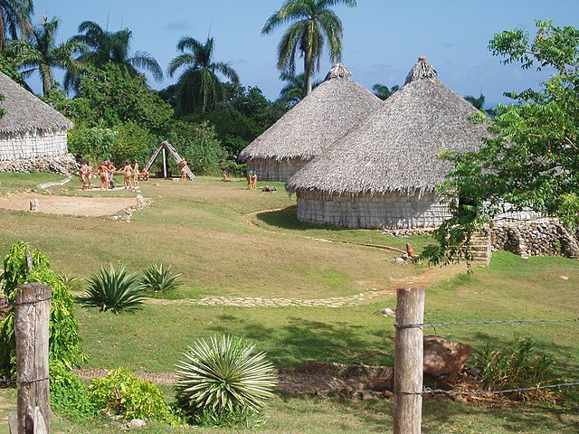 Reconstruction of a Taíno village in Cuba.