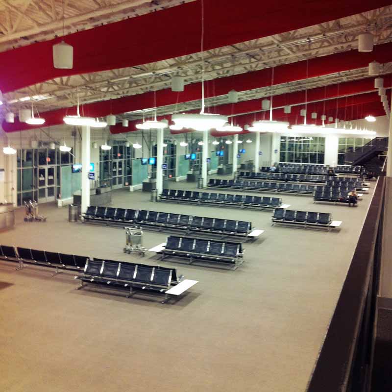 Empty seats at an LAX terminal.