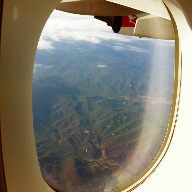 View from the airplane window over Australia.