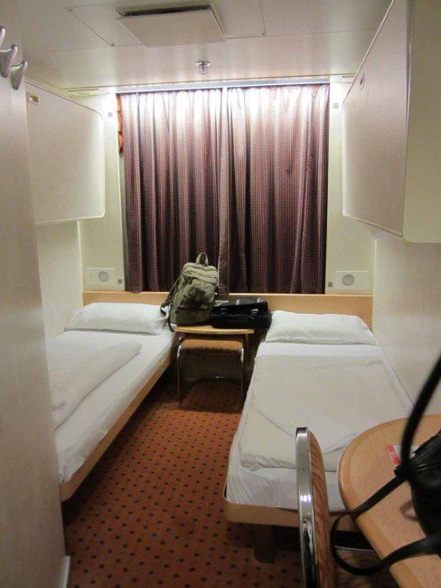 Inside our cabin in the Spirit of Tasmania ferry.