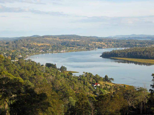 The bay in Tasmania.