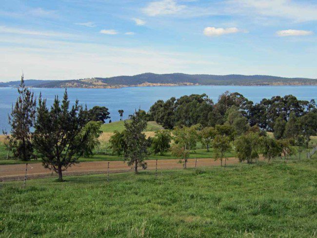 The bay in Tasmania.