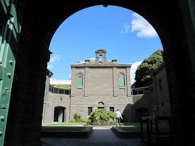 The entry to the Old Melbourne Gaol.