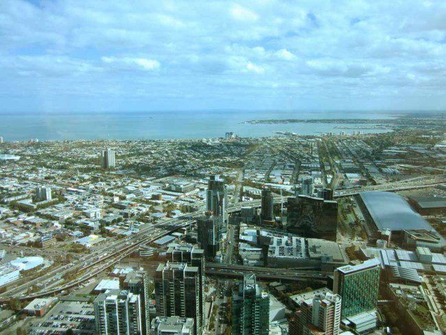 A bird's eye view of Melbourne from the Eureka Skydeck.