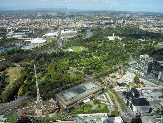 A bird's eye view of Melbourne from the Eureka Skydeck.