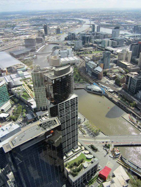 A bird's eye view of Melbourne from the Eureka Skydeck.