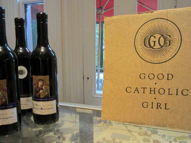 Red wine bottles.