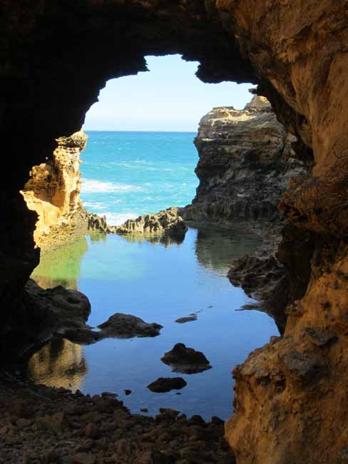Limestone arch on the beach.