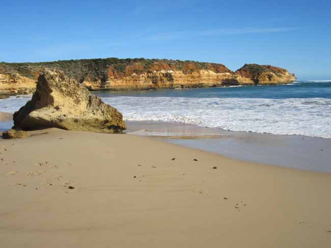 Rock formations along the shore.