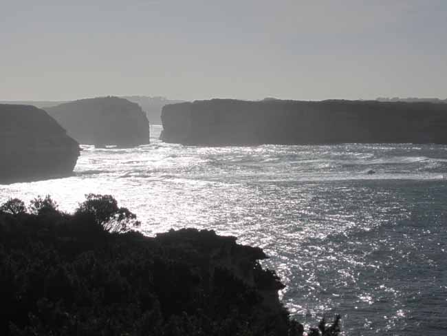 The coastline in the evening.