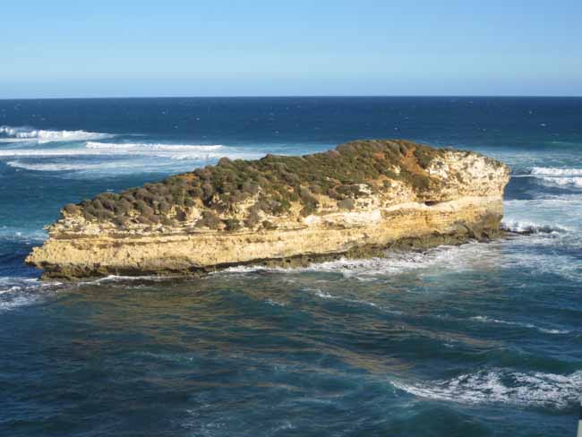 The rocky coastline.