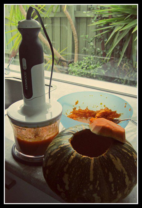 Puree the pumpkin for later use.