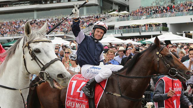 Brett Prebble on Green Moon, winner of the Melbourne Cup 2015.