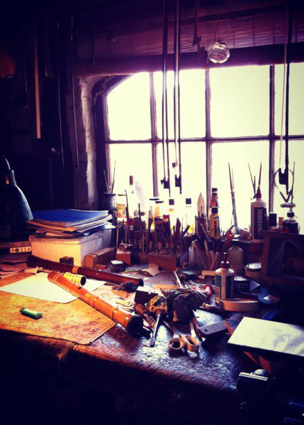 Montsalvat Artist David Brown's workbench.