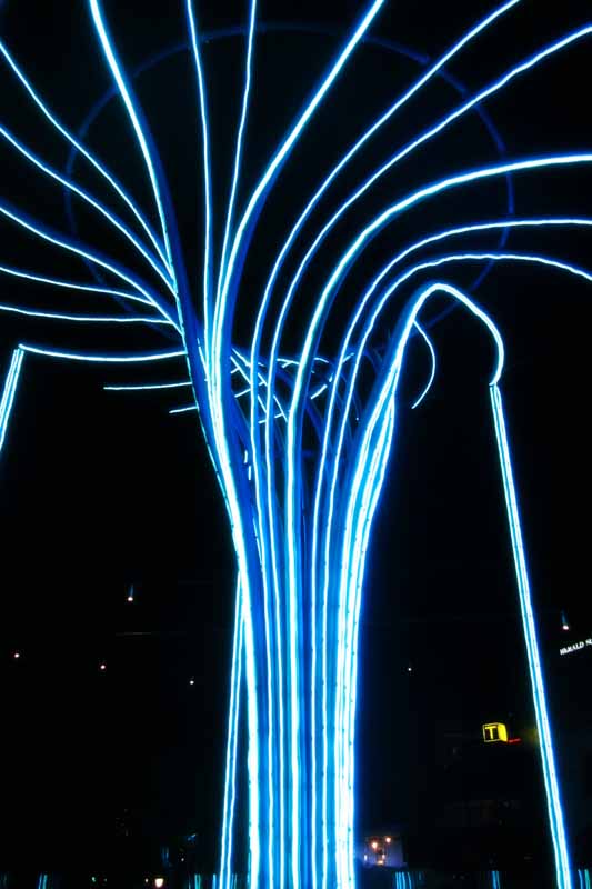 The Helix Tree at Federation Square for the Light in Winter celebration.