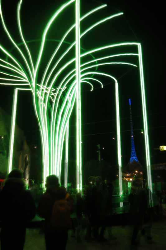 The Helix Tree at Federation Square for the Light in Winter celebration.