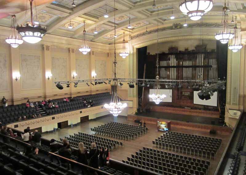 A glorious theater inside Melbourne Town Hall.