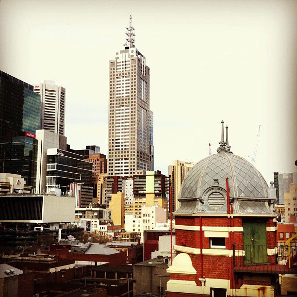 A view of the CBD from the rooftop terrace of the Queen Victoria Women’s Centre