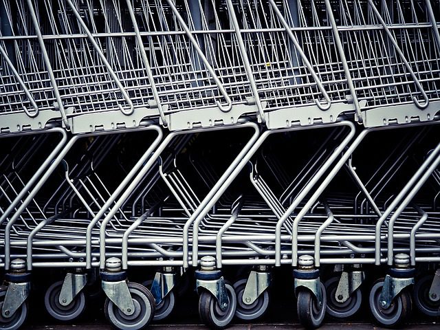 Shopping trolleys.