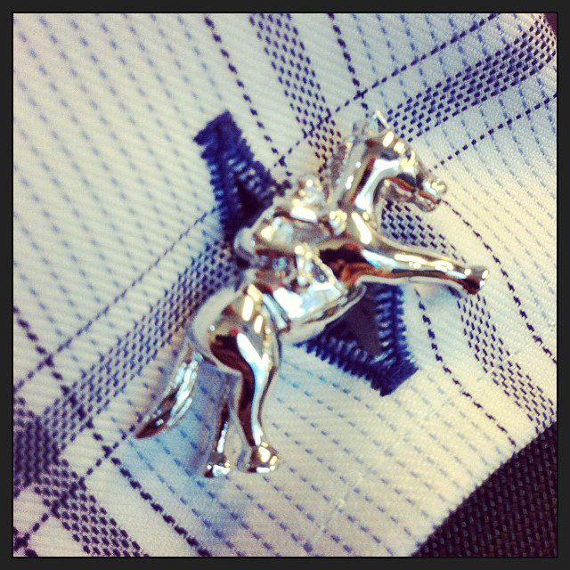 Racehorse cuff links.