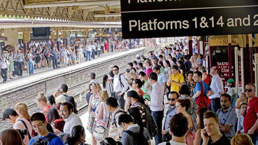 Crowds at Flinders St. Station.