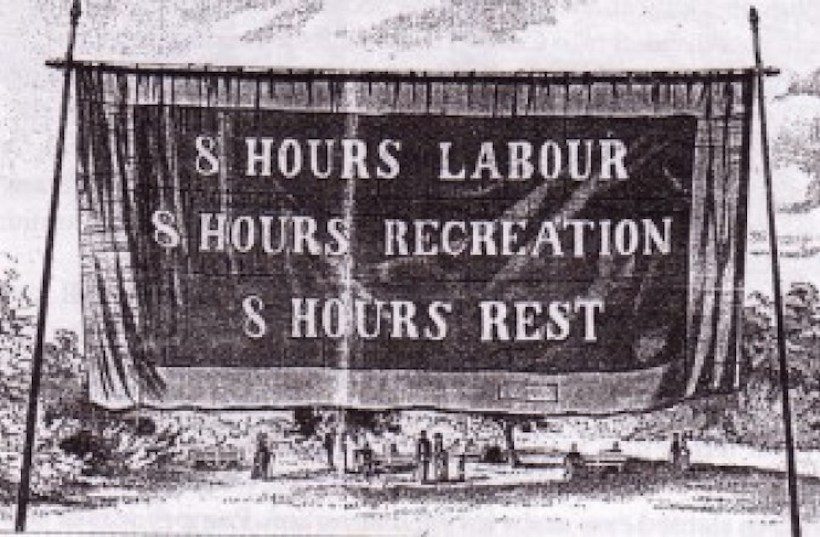 Labour Day. Eight Hour Day Banner, Melbourne, 1856.