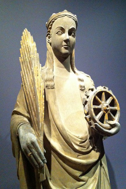 St Catherine, Spain, c. 1350, limestone.