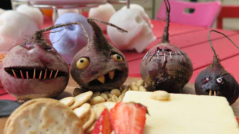 Halloween beetroot heads.