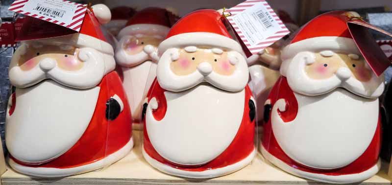 Santa Claus-shaped jars.