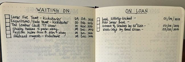 Bullet Journal collections.