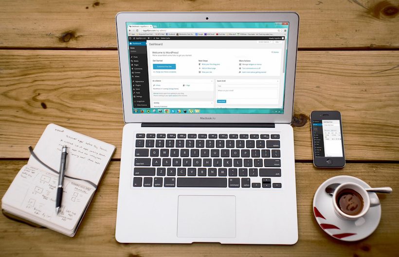 A computer with Wordpress, building your author platform.