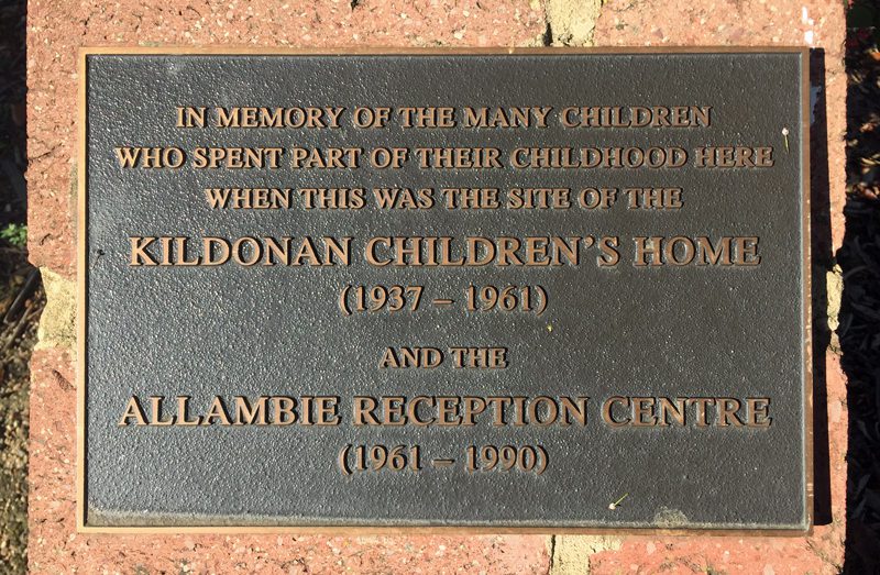 Memorial plaque to Forgotten Australians at Allambie.