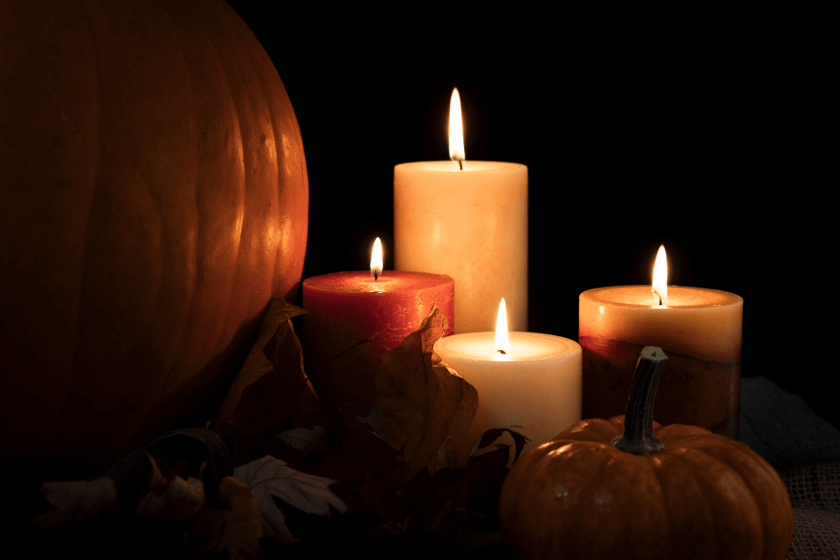 Pumpkin and candles.