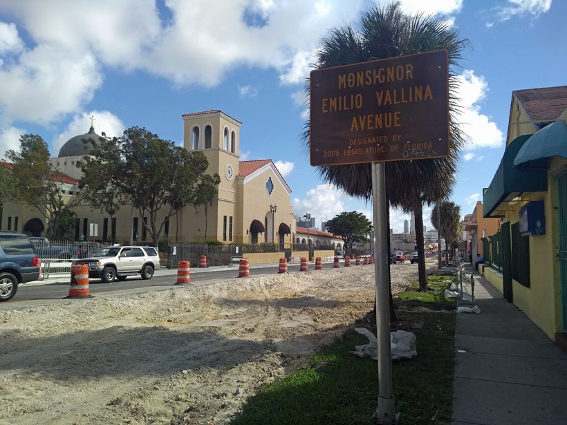 Flagler Street in Miami under construction.