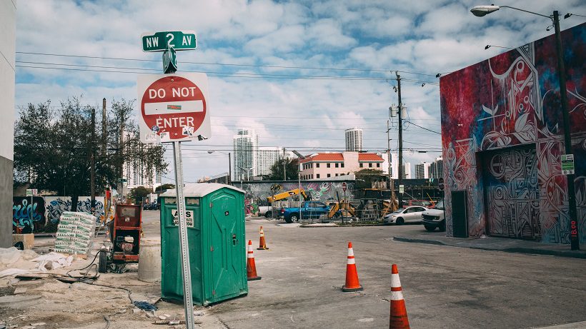 Construction on a street in Wynwood. Miami in transition.