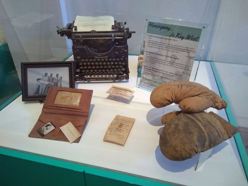 A collection of Hemingway's items at the Key West Art & Historical Society.