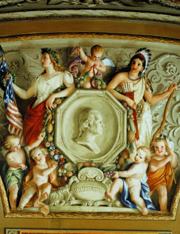 A fresco of an Indian Princess and Columbia honouring George Washington.