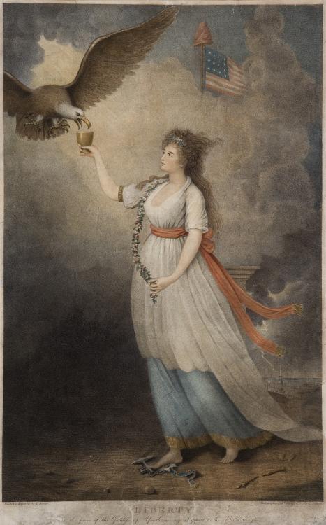 Painting "Liberty. In the form of the goddess of youth, giving support to the bald eagle" by Edward Savage.