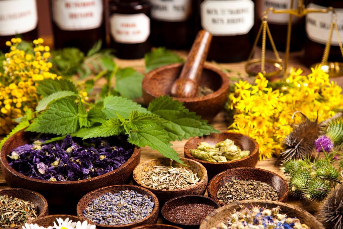 Bowls of herbs