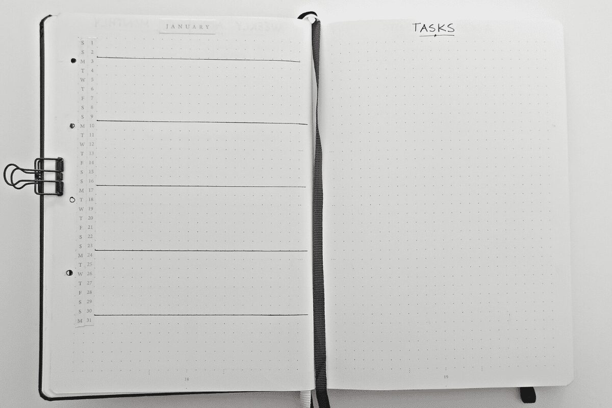Bullet Journal monthly log.