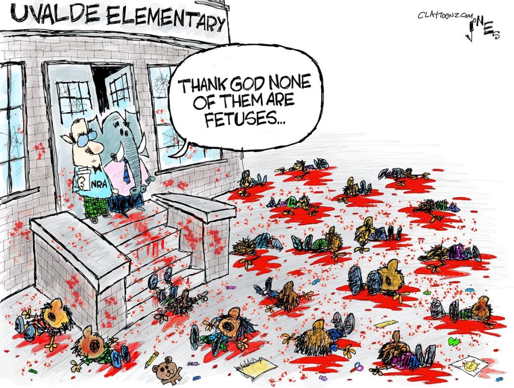 Comic Murdered babies at Uvalde elementary school by Clay Jones