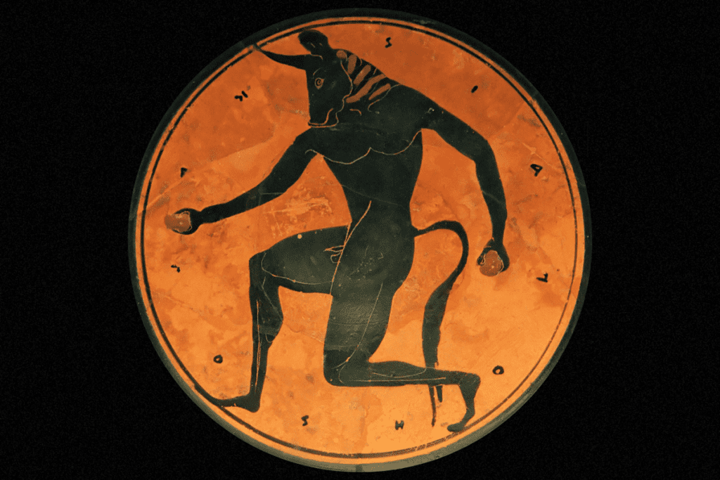 The Minotaur on an Attic kylix.