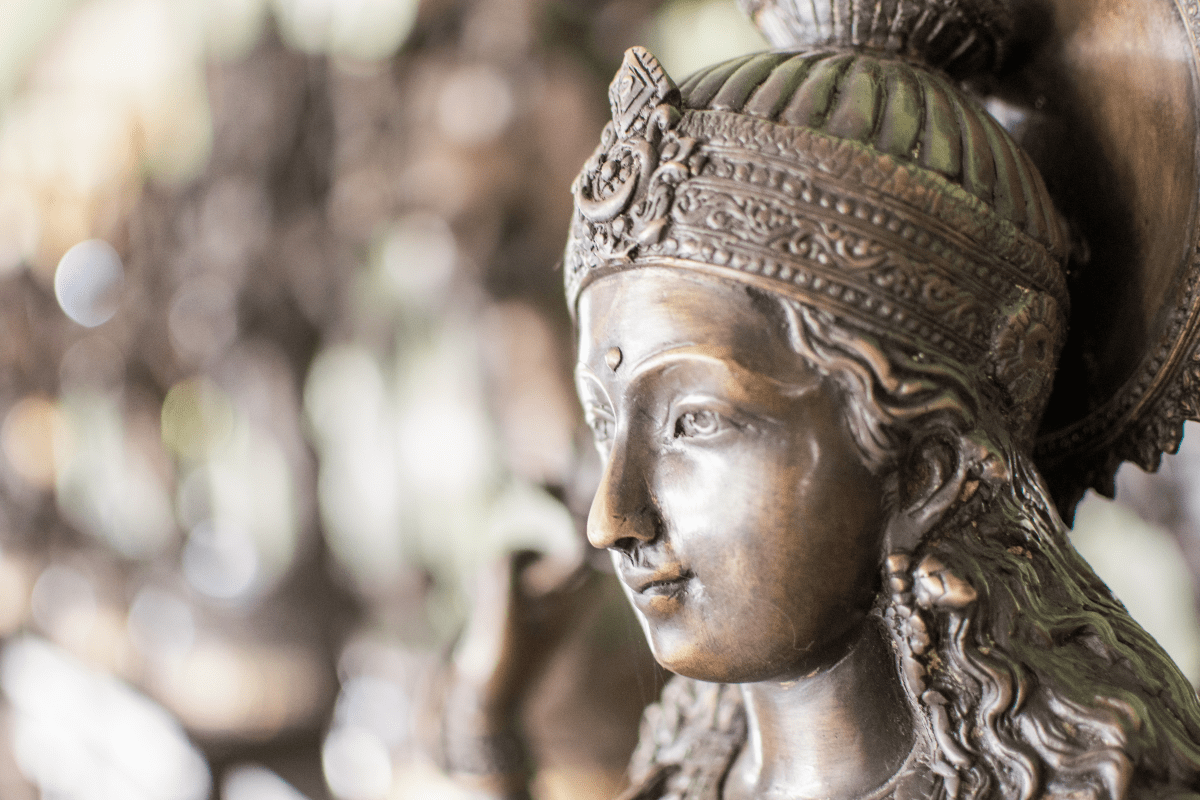 Golden Hindu Kali isolated.