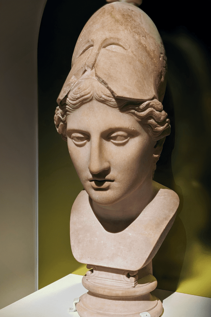 A Roman bust of Minerva, Rome, 1-160 CE.