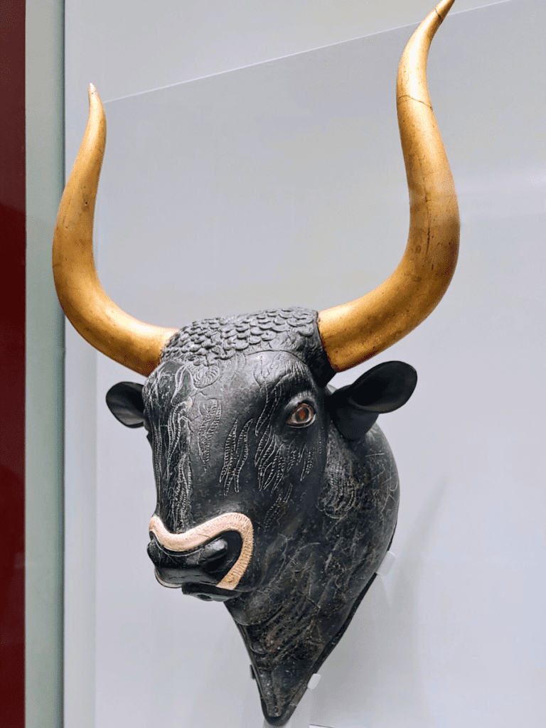 Stone bull's-head rhyton