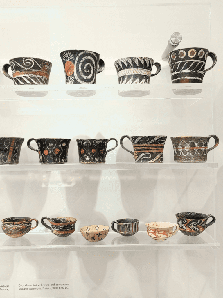 Three rows of Kamares Ware cups.