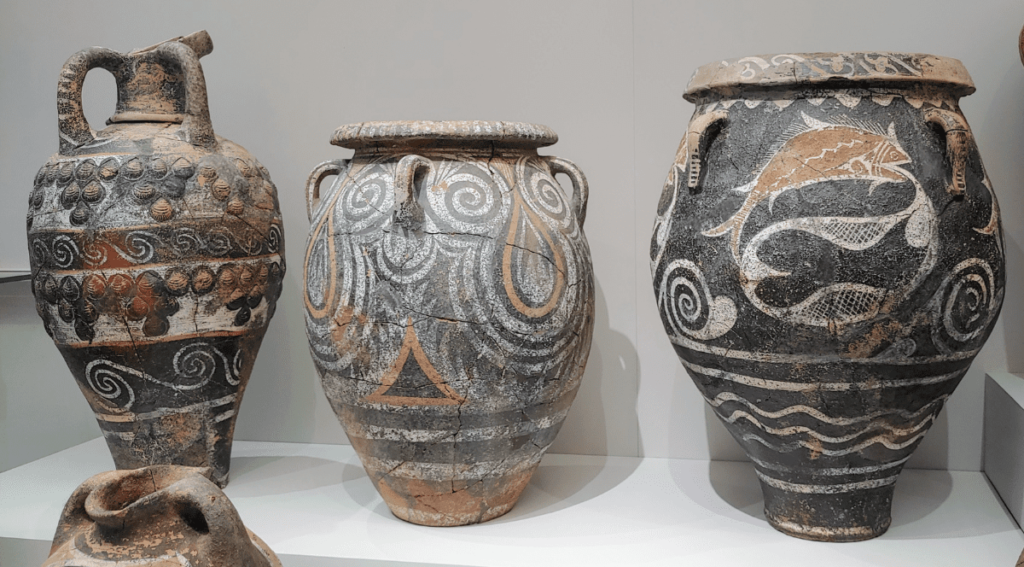 Three large storage and serving jars.