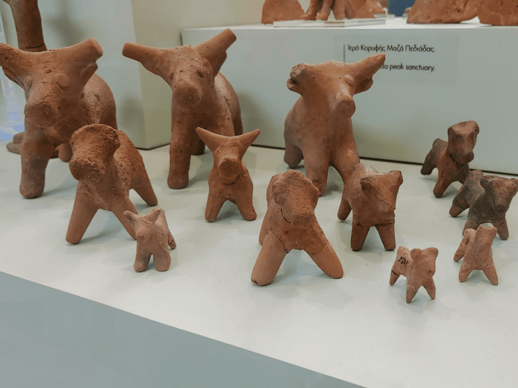 Clay bull figurines.