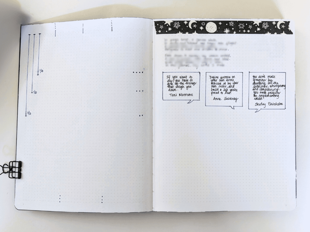 The grid guide in my minimalist Bullet Journal.