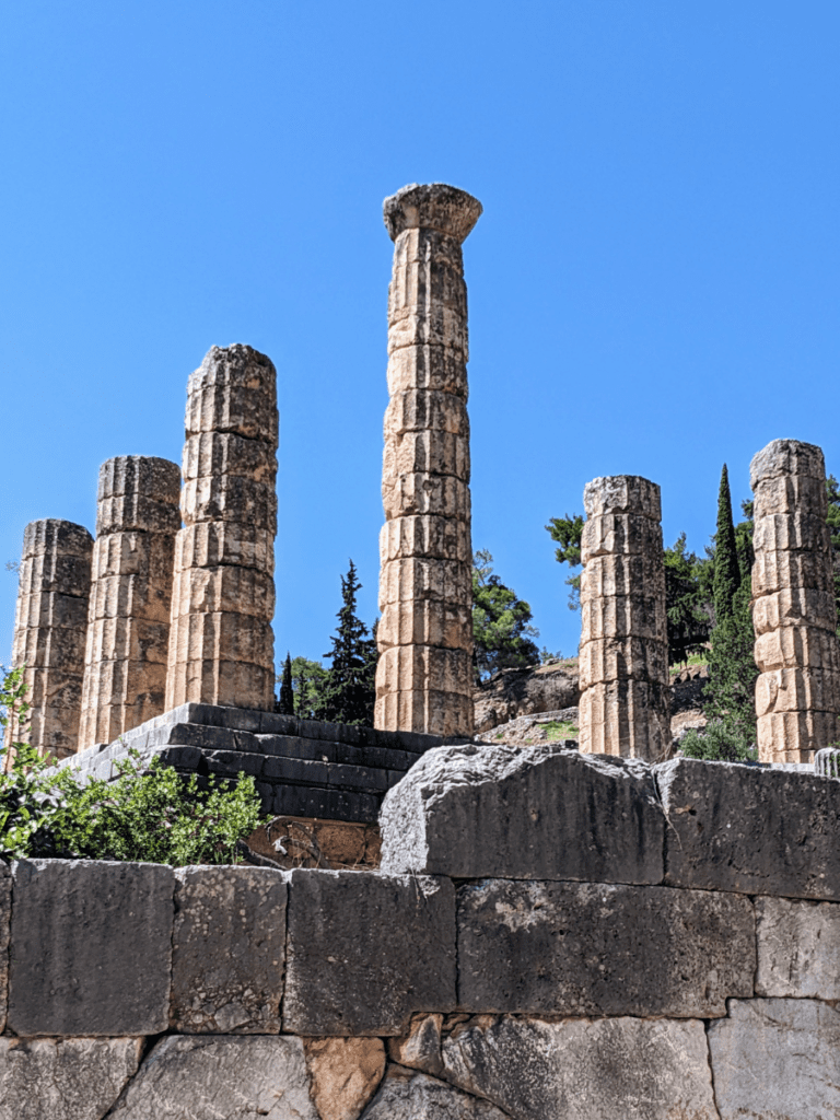 The Temple of Apollo at Delphi.